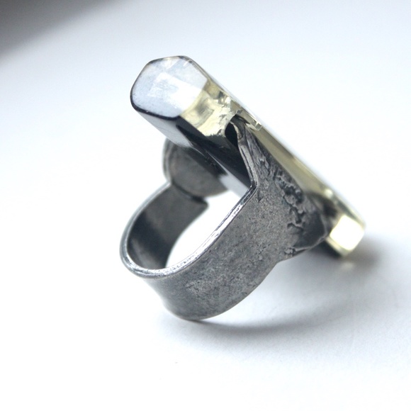 Anne-Marie Chagnon extra large bague ring wide pewter resin étain size US 8 - Picture 13 of 14